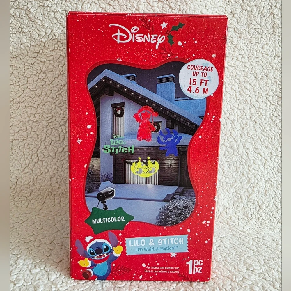 New Disney Lilo & Stitch Christmas Whirl- a- motion LED Light Show Projector
